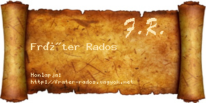 Fráter Rados névjegykártya